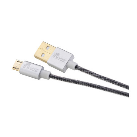 Innoz USB-Micro 2.4A Quick-Charge vergoldet 25cm Ladekabel silber
