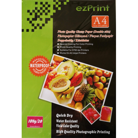 InkJet Photopapier doppelseitig A4 20Blatt 180g glänzend
