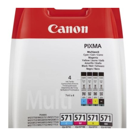 Canon CLI-571 Tinte Multipack schwarz/farbig inkl. PP-201 (0386C005/0386C006)