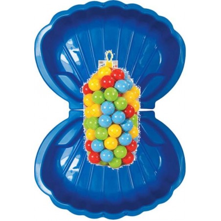 2x Muschel Sandkasten Planschbecken XL 108x79x18 blau + 200x Bälle