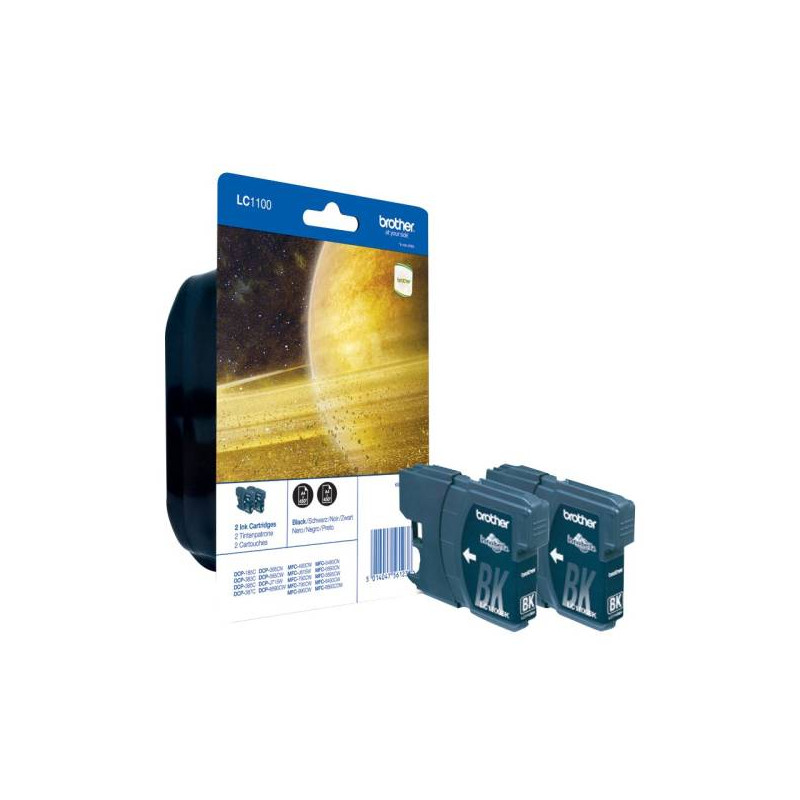 Brother LC1100BK2 Black (Twin Pack) (LC1100BKBP2)
