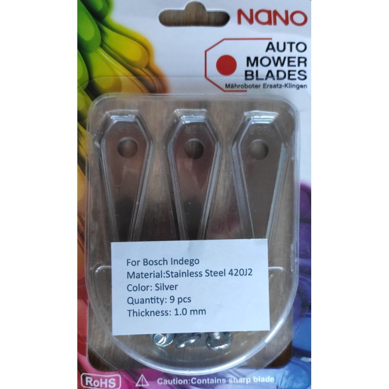 nano 9Stk Stahl Ersatzklingen Ersatzmesser für Bosch Indego Modelle nano 9Stk Stahl Ersatzklingen Ersatzmesser für Bosch Indego Modelle