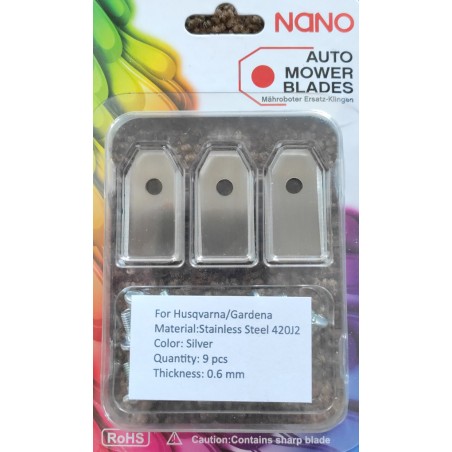 nano 9Stk Stahl Ersatzklingen Ersatzmesser für Husqvarna und Gardena Modelle