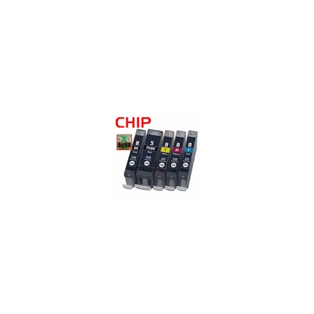 PGI-5BK/CLI-8BKCMY 5er Bundle mit CHIP kompatibel